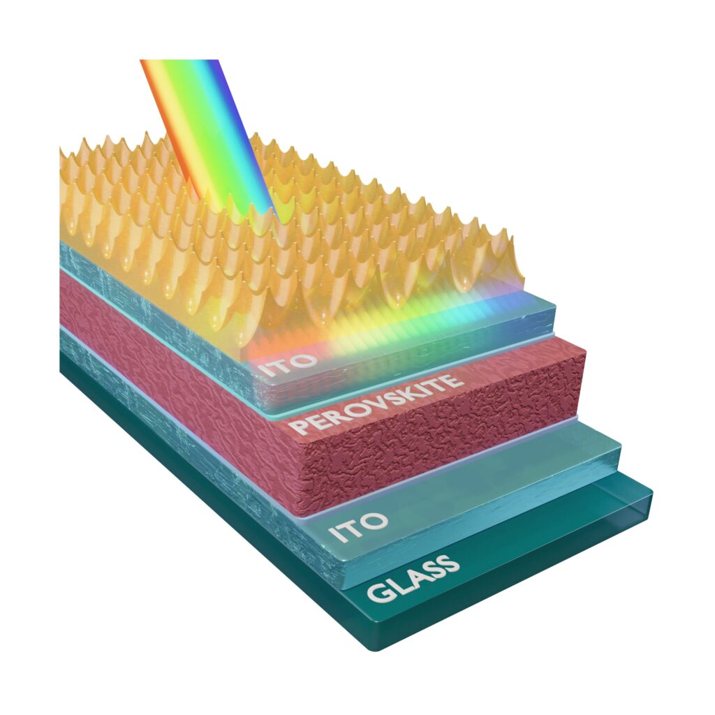 Efficient perovskite cells with a structured anti-reflective layer