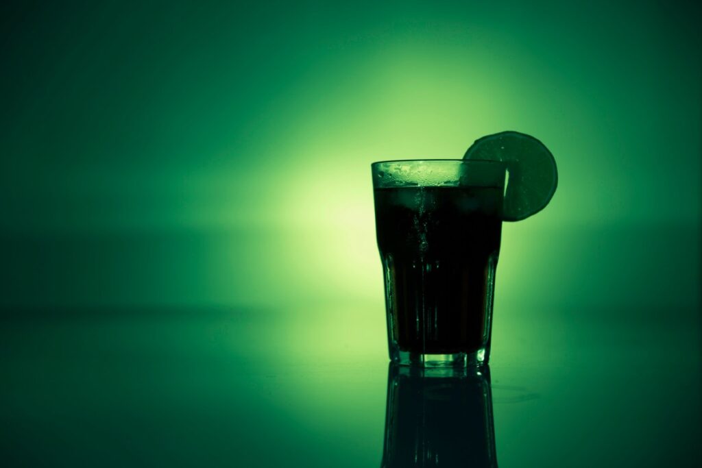 dark cocktail with green backlight