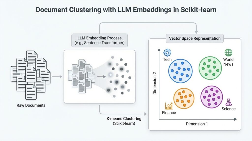 Document Clustering LLM Embeddings Scikit-learn