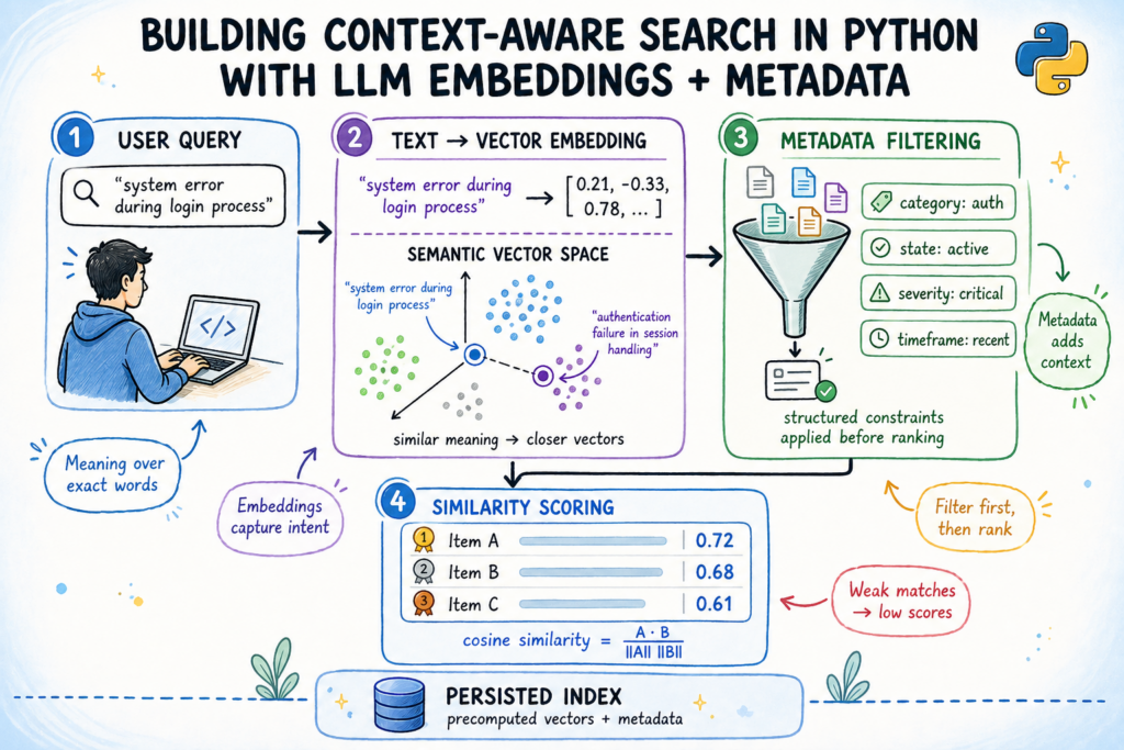 Building Context-Aware Search in Python with LLM Embeddings + Metadata Building Context-Aware Search in Python with LLM Embeddings + Metadata