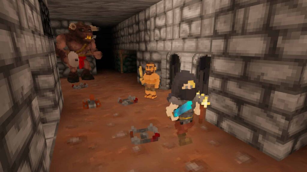 Ninja placing bear trap to lure a Minotaur to its death.