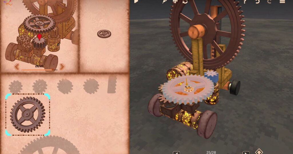 Geareo is an extremely pleasing clockwork building game with pull-out model kits and flippable paper manuals Geareo is an extremely pleasing clockwork building game with pull-out model kits and flippable paper manuals