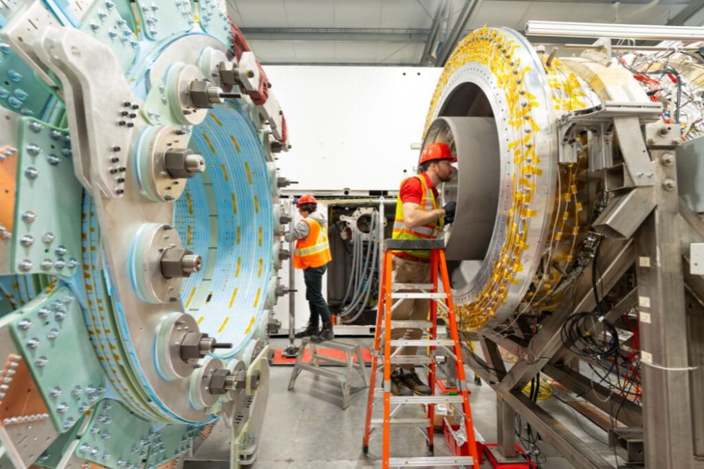 General Fusion begins trading on Nasdaq, becomes first nuclear fusion company to go public General Fusion employees working on its LM26 fusion demonstration machine.